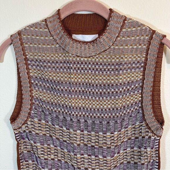 ✨ Base Mark Women’s Brown Purple Knit Tank Top Small Japan - Picture 2 of 11